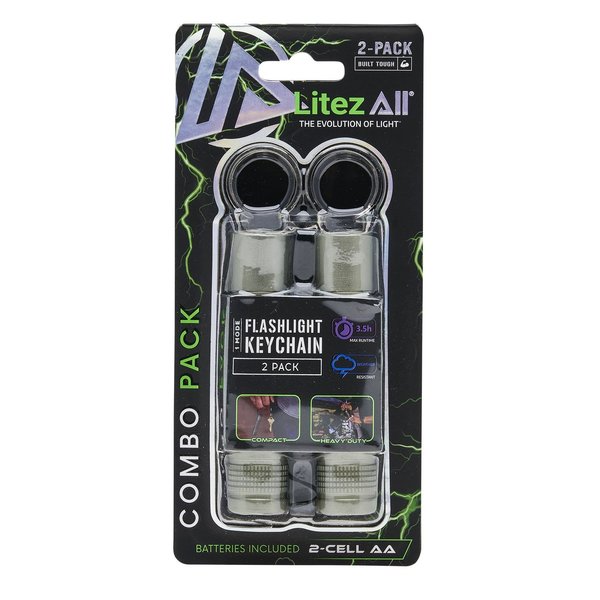 Litezall Flashlight Keychain, 2PK LA-KEYx2-12/48